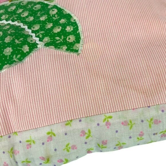Sunbonnet Sue Handmade Patchwork Throw Pillow Pink Green Calico Seersucker - Picture 4 of 4